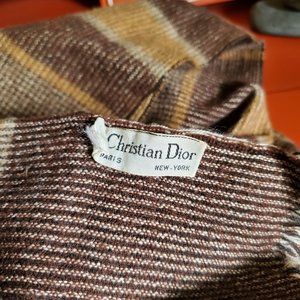 Christian Dior Brown Plaid Winter Scarf